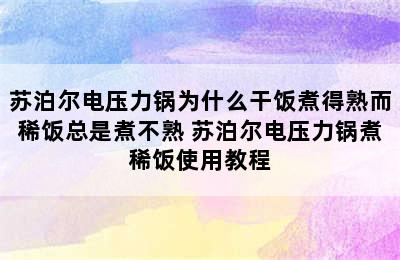 苏泊尔电压力锅为什么干饭煮得熟而稀饭总是煮不熟 苏泊尔电压力锅煮稀饭使用教程